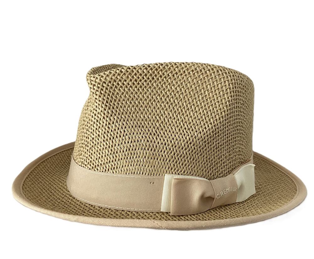 Daniel Cremieux 38 Hat Blue Label Tan Braided Straw Fedora Hat Small/Medium NWT